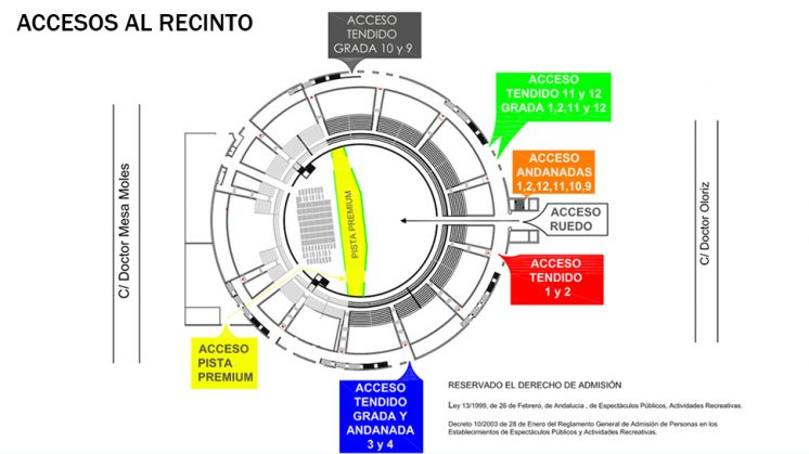 Mapa de accesos al recinto del concierto. Gráfico: Organización