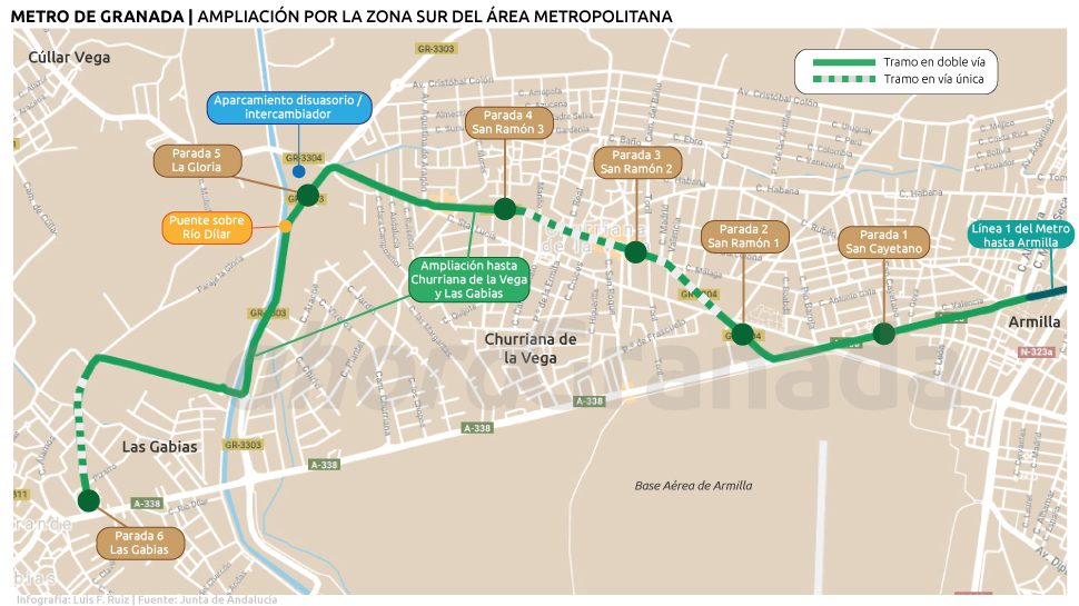 Ampliación del Metro: las calles y paradas en Churriana de la Vega y Las  Gabias - Ahora Granada